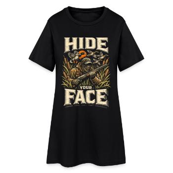 Chasse aux canards Cache ton visage - Robe T-shirt Femme - noir - Devant