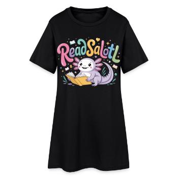 Axolotl Reader T-Shirt ReadSalotl Book - Women’s T-Shirt Dress - black - Front