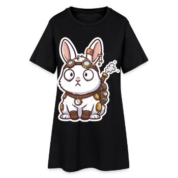Lapin Steampunk Messager Sac-à-Dos Vapeur - Robe T-shirt Femme - noir - Devant