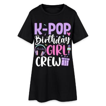 K Pop Birthday Girl Crew - Frauen T-Shirt-Kleid - Schwarz - Vorne