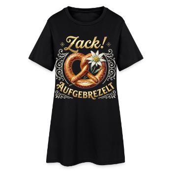 Trachten T-Shirt Damen Dirndl Ersatz Trachtenshirt - Frauen T-Shirt-Kleid - Schwarz - Vorne