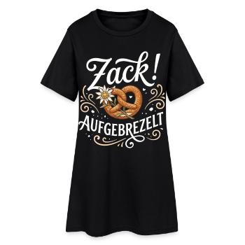 Trachtenshirt Damen Trachten T-Shirt Dirndl Ersatz - Frauen T-Shirt-Kleid - Schwarz - Vorne