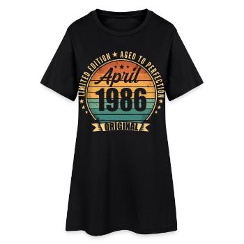 Cadeau d’anniversaire rétro vintage de Avril 1986 - Robe T-shirt Femme - noir - Devant