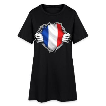 Drapeau Français Déchiré Style Patriotique France - Robe T-shirt Femme - noir - Devant