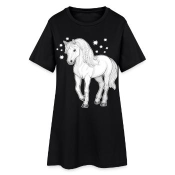 Cheval avec des étoiles - Robe T-shirt Femme - noir - Devant
