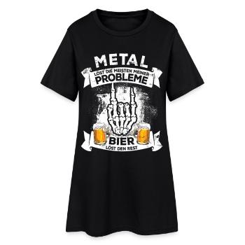 Metal löst meine Probleme - Bier Spruch - Frauen T-Shirt-Kleid - Schwarz - Vorne