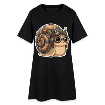 Snail Aviator Steampunk Shell Copper - Frauen T-Shirt-Kleid - Schwarz - Vorne