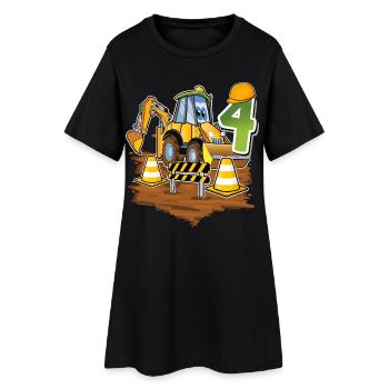 4 Bagger 4. Geburtstag - Frauen T-Shirt-Kleid - Schwarz - Vorne
