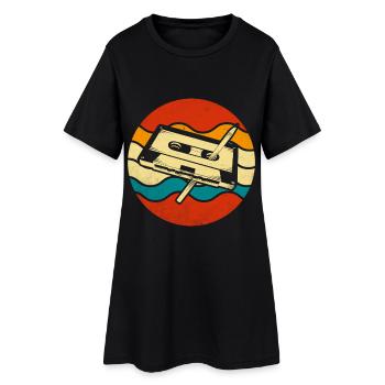 Cassette Musique Rétro Vintage Tape 80s 90s Style - Robe T-shirt Femme - noir - Devant