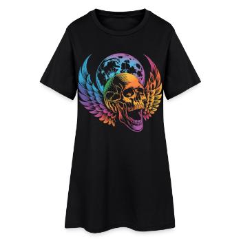 Chemise Aile de Crâne Gothique de Lune Colorée - Robe T-shirt Femme - noir - Devant