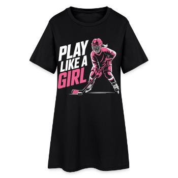 Maillot de hockey sur glace pour filles joue comme une fille - Robe T-shirt Femme - noir - Devant
