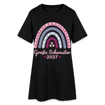 Große Schwester 2027 Boho Regenbogen pastell - Frauen T-Shirt-Kleid - Schwarz - Vorne