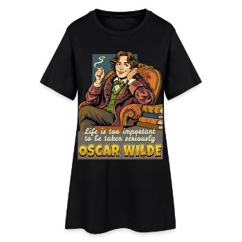Oscar Wilde Vie - Robe T-shirt Femme - noir - Devant