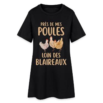 Près de mes poules loin des blaireaux - Robe T-shirt Femme - noir - Devant