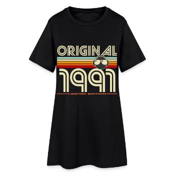 Originale Retro-Edition von 1991 - Frauen T-Shirt-Kleid - Schwarz - Vorne