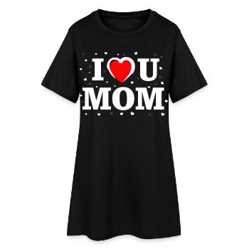 Chemise cœur de maman Je t’aime - Robe T-shirt Femme - noir - Devant