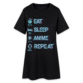 Eat Sleep Anime Repeat - Frauen T-Shirt-Kleid - Schwarz - Vorne