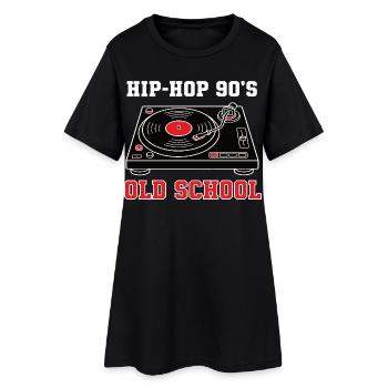 Vinyle DJ Hip-Hop des années 90 Old School - Robe T-shirt Femme - noir - Devant