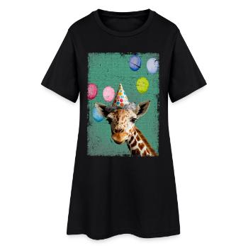 Fête du zoo des animaux Zoo de la jungle Girafe d’anniversaire - Robe T-shirt Femme - noir - Devant