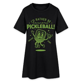 Pickleball wäre lieber mit Freunden auf dem Platz - Frauen T-Shirt-Kleid - Schwarz - Vorne