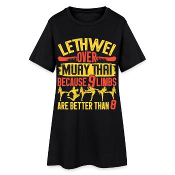 Lethwei-Lehrer Kunst der 9 Gliedmaßen Burmesisches Boxen - Frauen T-Shirt-Kleid - Schwarz - Vorne