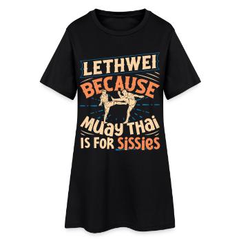 Lethwei-Training Myanmar-Kämpfer Burmesisches Boxen - Frauen T-Shirt-Kleid - Schwarz - Vorne