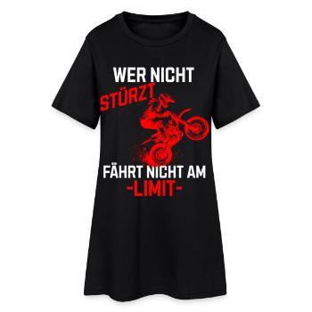 Wer nicht stürzt fährt nicht am Limit - Frauen T-Shirt-Kleid - Schwarz - Vorne