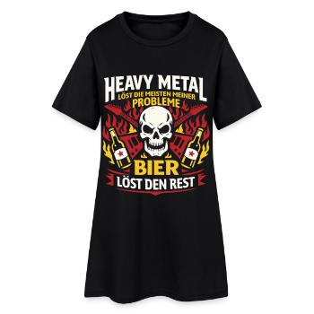 Heavy Metal löst meine Probleme - Bier Spruch - Frauen T-Shirt-Kleid - Schwarz - Vorne