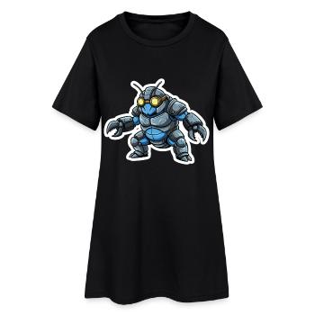 Guerrier_Bionique_Steampunk_Armure_Acier_Bleu - Frauen T-Shirt-Kleid - Schwarz - Vorne