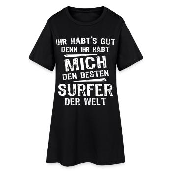 Surfer - Frauen T-Shirt-Kleid - Schwarz - Vorne