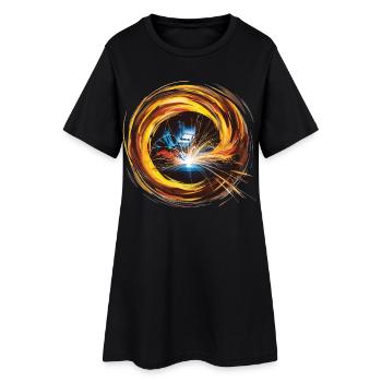 Soudeur Soudeur Peinture Peinture Imprimé - Robe T-shirt Femme - noir - Devant