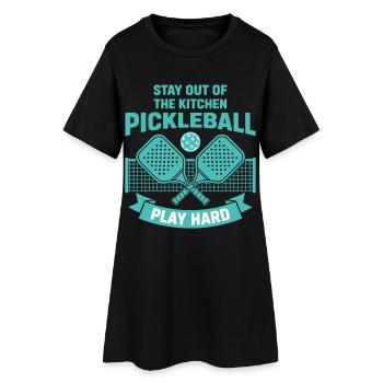 Pickleball Stay Out Of The Kitchen Play Hard Funny - Women’s T-Shirt Dress - black - Front
