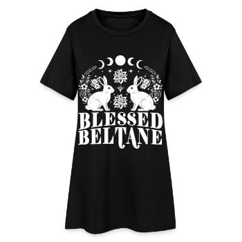 Beltane Blessings May Day Pagan Rabbit - Women’s T-Shirt Dress - black - Front