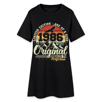 Cadeau d’anniversaire vintage original de 1986 - Robe T-shirt Femme - noir - Devant