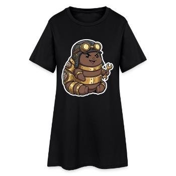 Chenille Steampunk Ingénieur Apprenti Laiton - Robe T-shirt Femme - noir - Devant