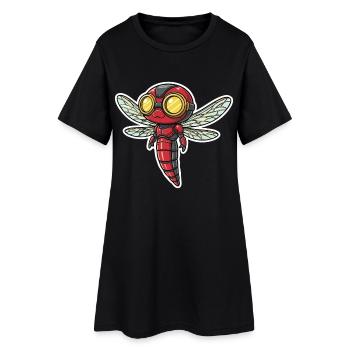 Libellule Steampunk Éclaireur Rouge et Or - Robe T-shirt Femme - noir - Devant