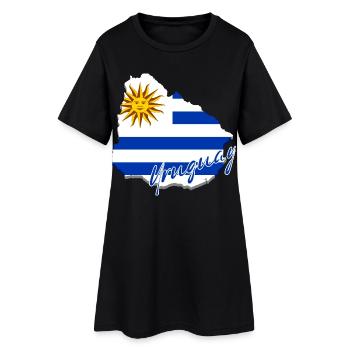 Carte avec le drapeau de l’Uruguay, j’adore l’Uruguay - Robe T-shirt Femme - noir - Devant