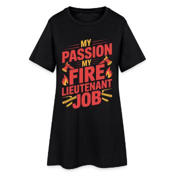 Lieutenant de pompier, ma passion, mon officier de secours incendie. - Robe T-shirt Femme - noir - Devant
