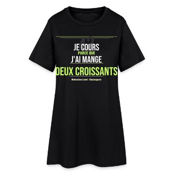 42 Ans: Deux Croissants Humour - Robe T-shirt Femme - noir - Devant