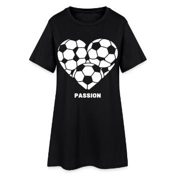 Fußball Herz Passion Soccer Fan - Frauen T-Shirt-Kleid - Schwarz - Vorne