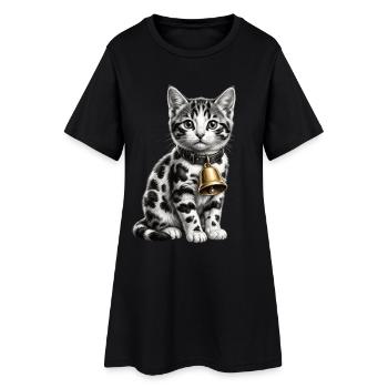 Funny Mixed Cat Cow Pattern - Women’s T-Shirt Dress - black - Front