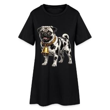 Funny Mixed Dog Cow Pattern Pug - Women’s T-Shirt Dress - black - Front
