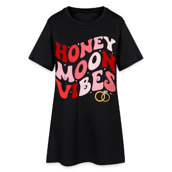 Honeymoon Vibes New Brides Wedding Just Married  - Women’s T-Shirt Dress - black - Front