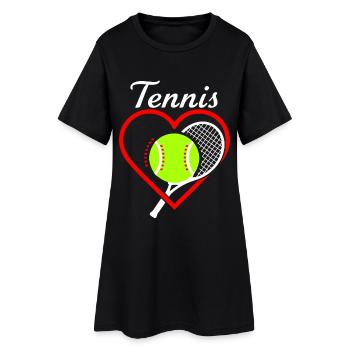 Tennis Heart Racket - Women’s T-Shirt Dress - black - Front