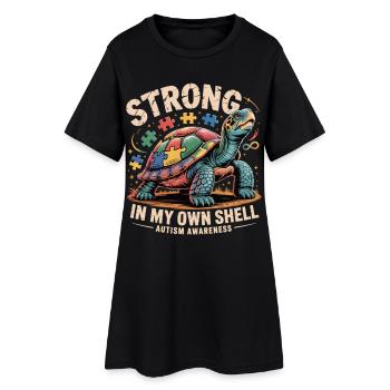 Motif de puzzle tortue de la chemise autiste - Robe T-shirt Femme - noir - Devant