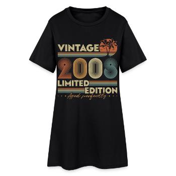 2008 Vintage Jahrgang Geburtstag Retro Geschenk - Frauen T-Shirt-Kleid - Schwarz - Vorne