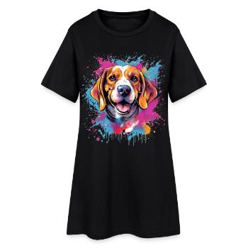 Chien coloré Beagle Splash Art - Robe T-shirt Femme - noir - Devant