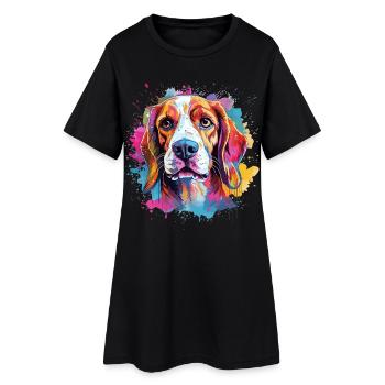 Art coloré de chien éclaboussé Beagle - Robe T-shirt Femme - noir - Devant
