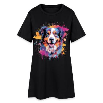Art coloré de chien berger australien - Robe T-shirt Femme - noir - Devant
