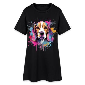 Portrait en couleur Beagle Splash Art - Robe T-shirt Femme - noir - Devant